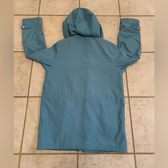 Liz Claiborne Blue & Beige Hooded Rain Jacket - S/P Petite - Picture 7 of 8